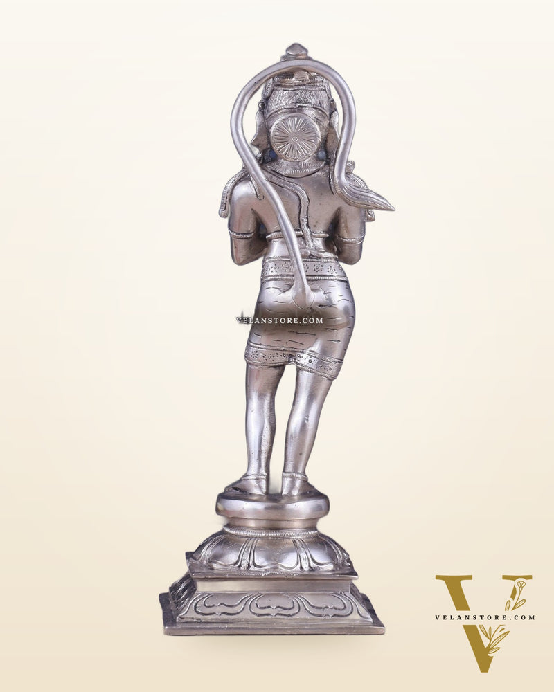 Brass Hanuman in Namaskaram anjali Mudra Statue 12 inch silver plated