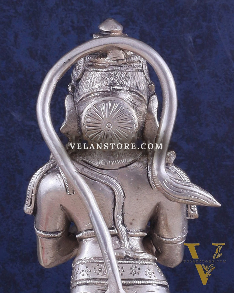 Brass Hanuman in Namaskaram anjali Mudra Statue 12 inch silver plated