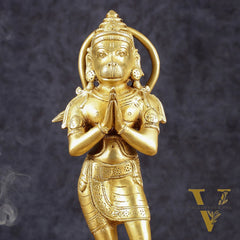 Brass Hanuman in Namaskaram anjali Mudra Statue 12 inch