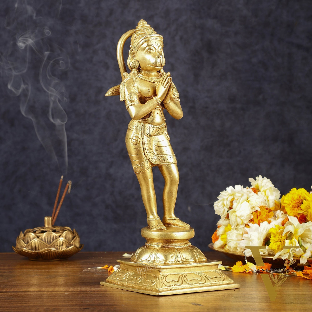 Brass Hanuman in Namaskaram anjali Mudra Statue 12 inch