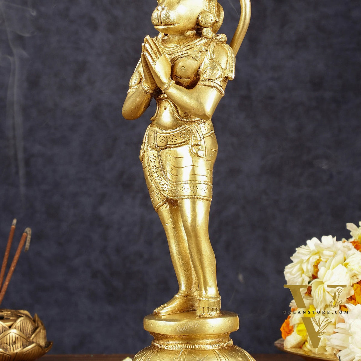 Brass Hanuman in Namaskaram anjali Mudra Statue 12 inch