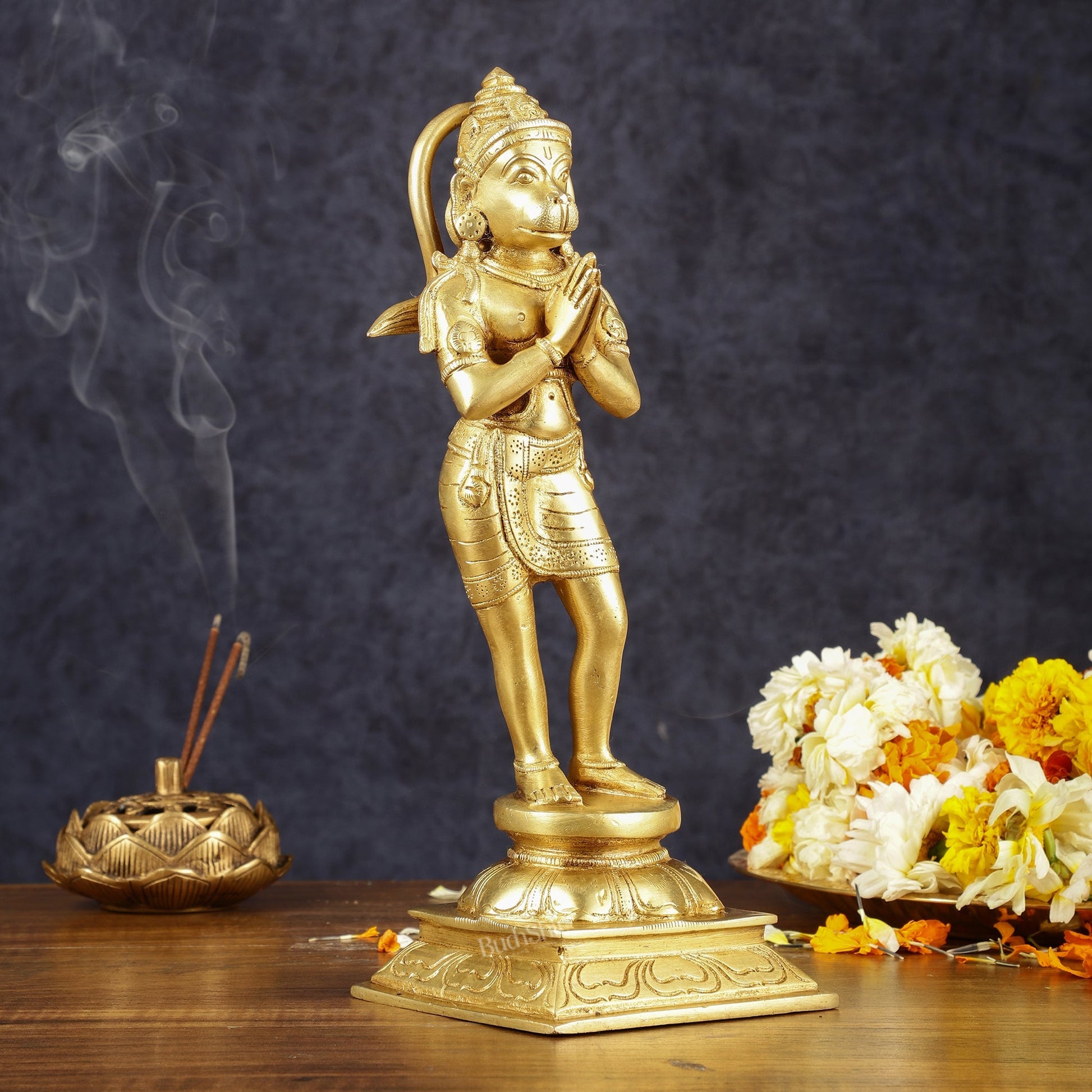 Brass Hanuman in Namaskaram anjali Mudra Statue 12 inch