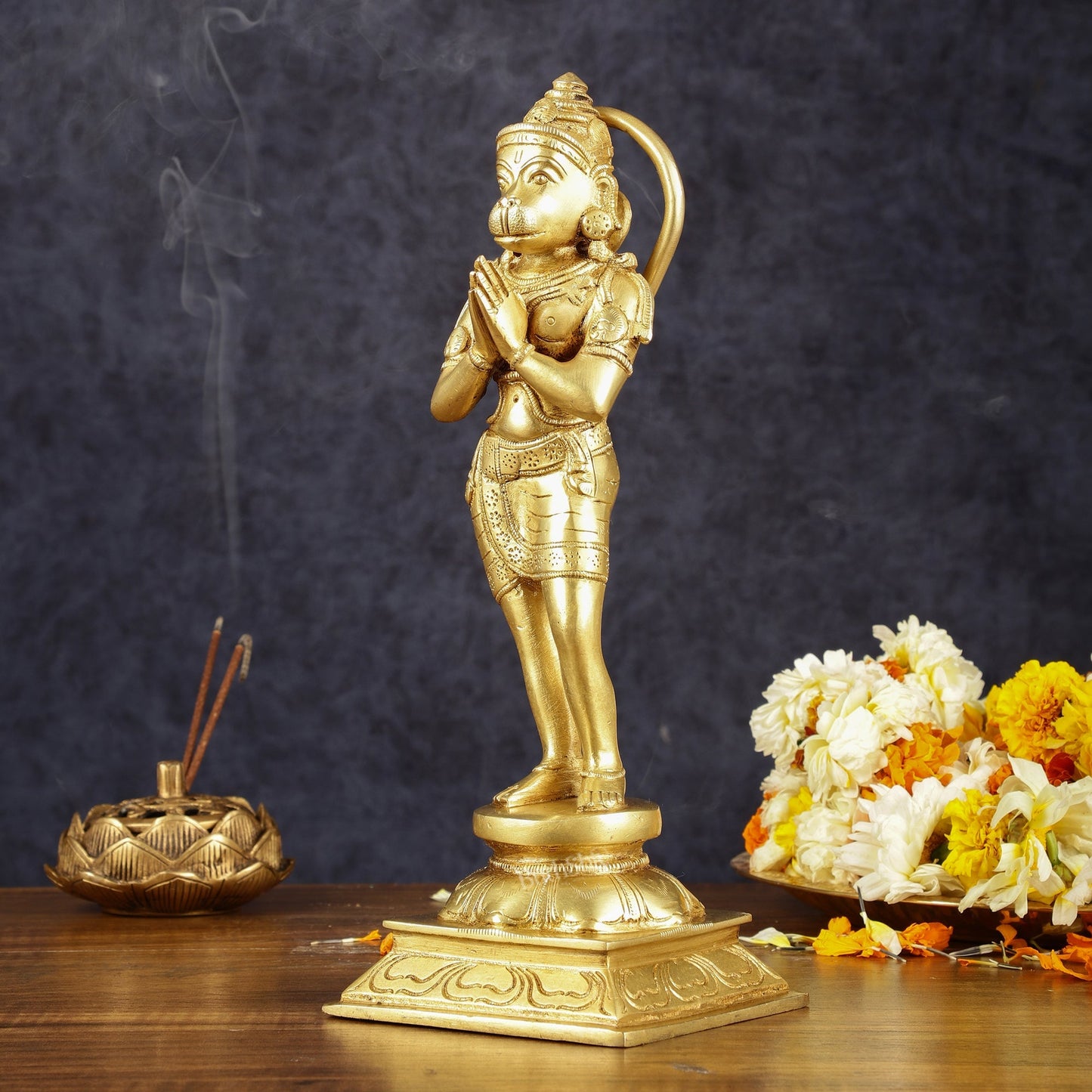 Brass Hanuman in Namaskaram anjali Mudra Statue 12 inch