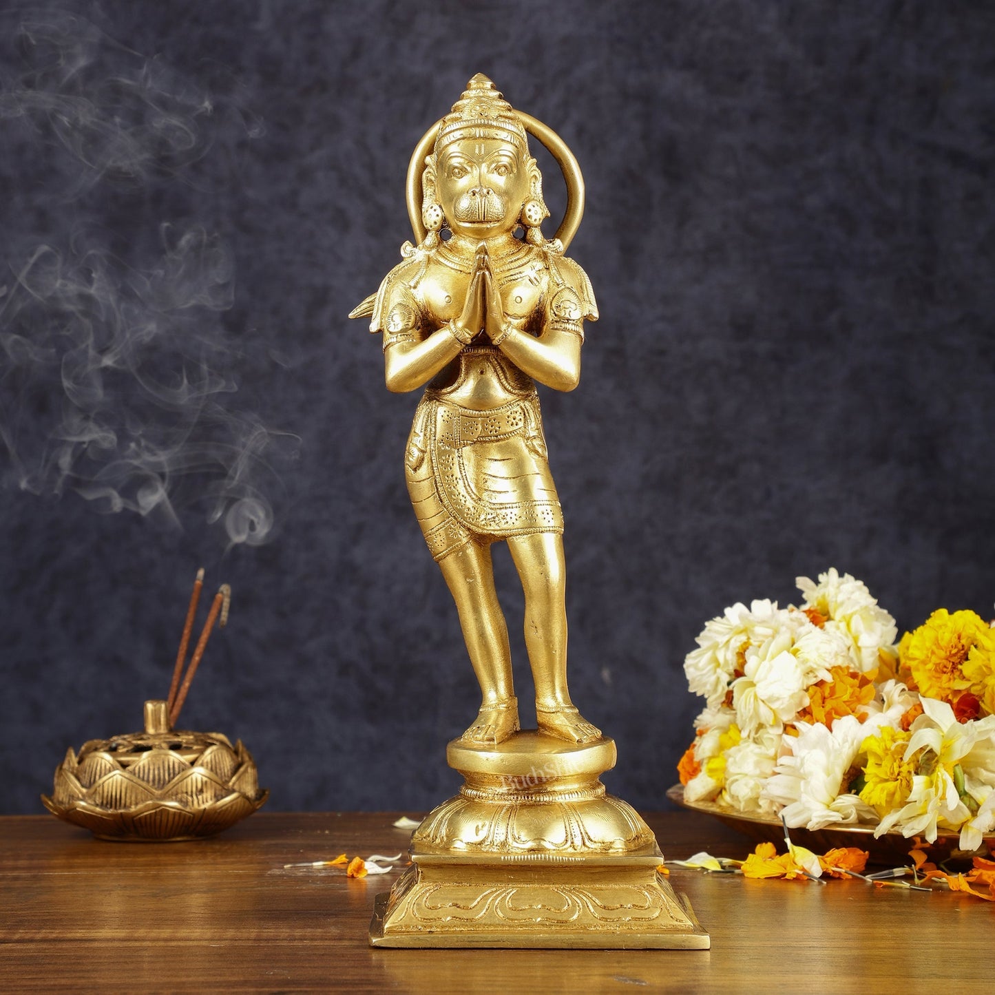 Brass Hanuman in Namaskaram anjali Mudra Statue 12 inch