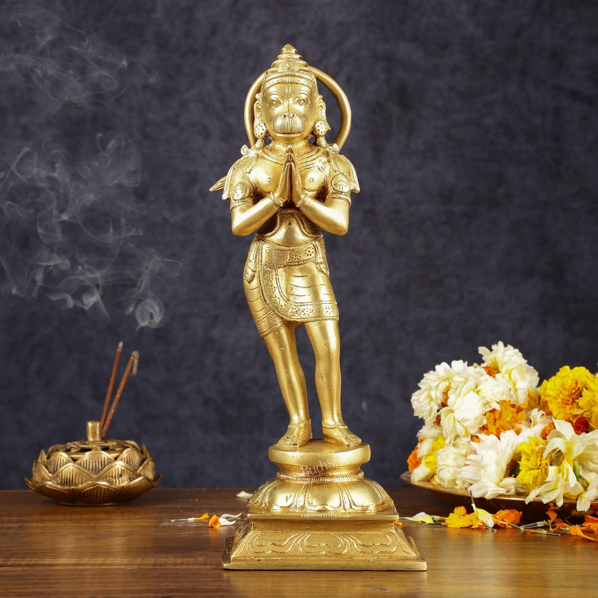 Brass Hanuman in Namaskaram anjali Mudra Statue 12 inch