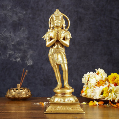 Brass Hanuman in Namaskaram anjali Mudra Statue 12 inch