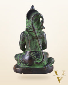 Brass Hanuman Ji in Meditation – Antique Black & Green Tone 5"