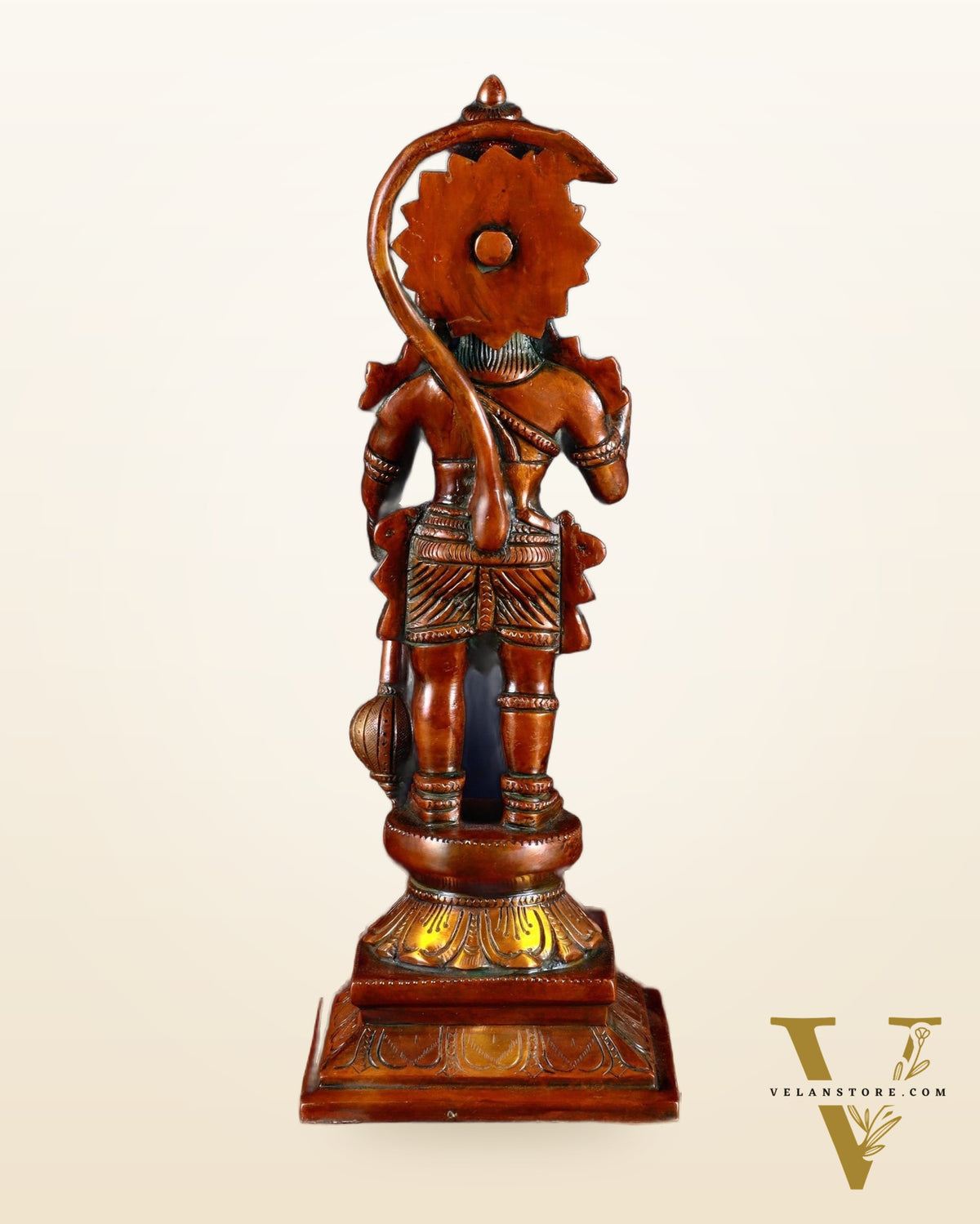Brass Hanuman Ji Statue in Blessing Mudra 12" indian copper patina tone