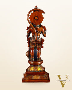 Brass Hanuman Ji Statue in Blessing Mudra 12" indian copper patina tone