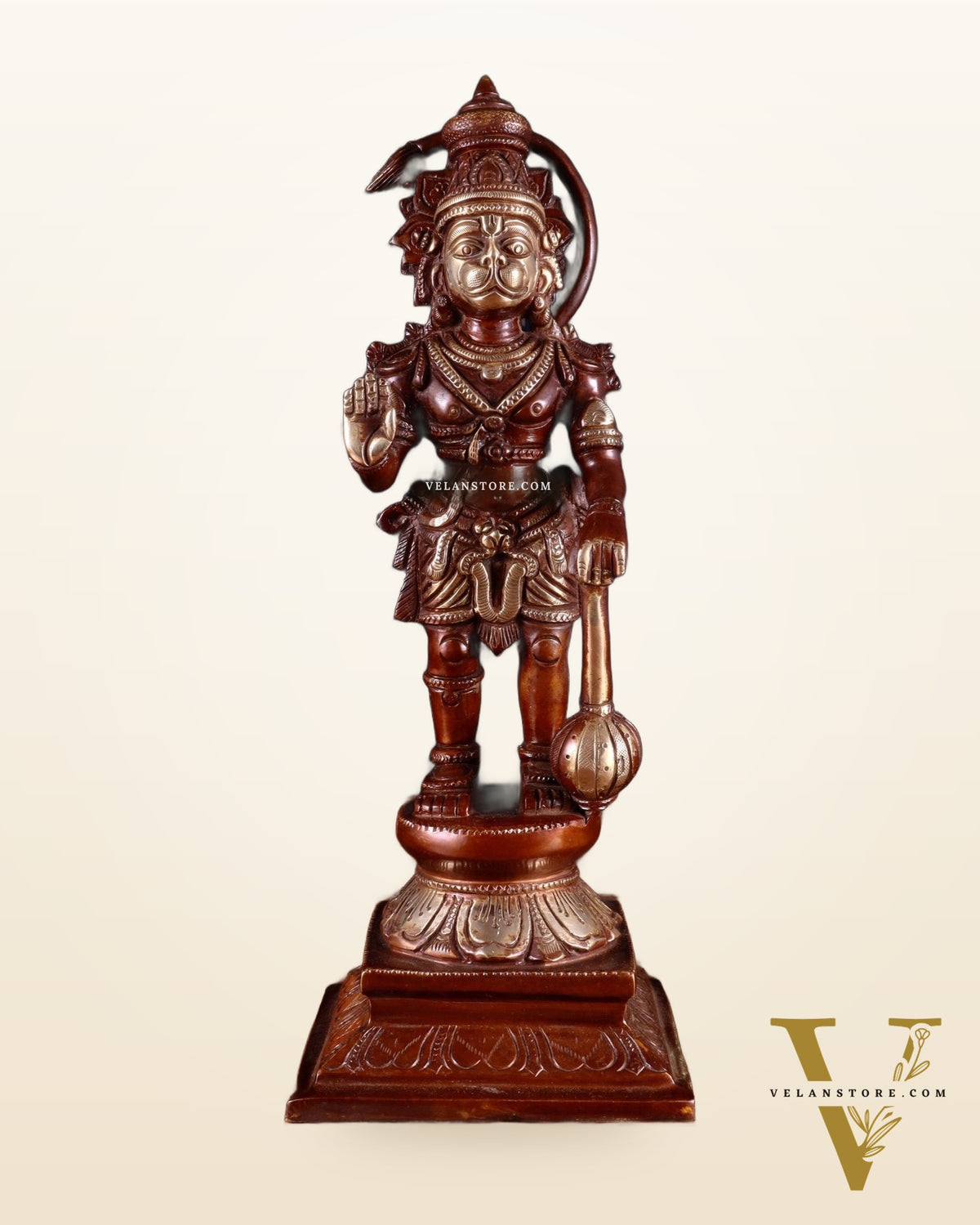 Brass Hanuman Ji Statue in Blessing Mudra – 12”