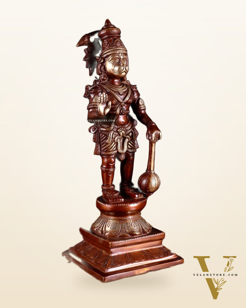 Brass Hanuman Ji Statue in Blessing Mudra – 12”