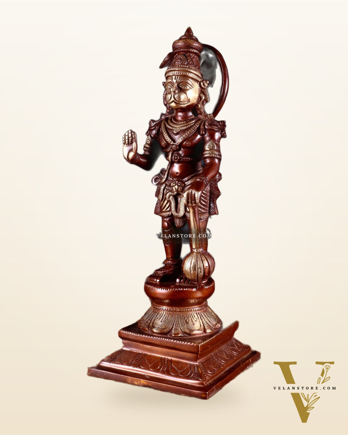 Brass Hanuman Ji Statue in Blessing Mudra – 12”