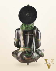 Brass Hanuman meditation idol | 11" black green