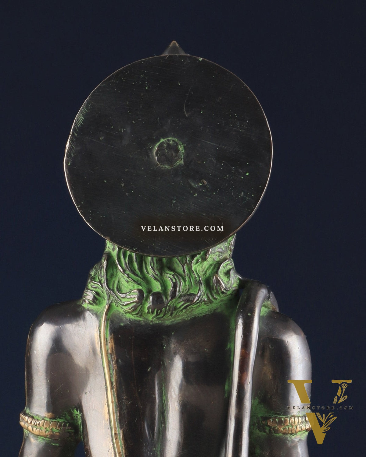 Brass Hanuman meditation idol | 11" black green