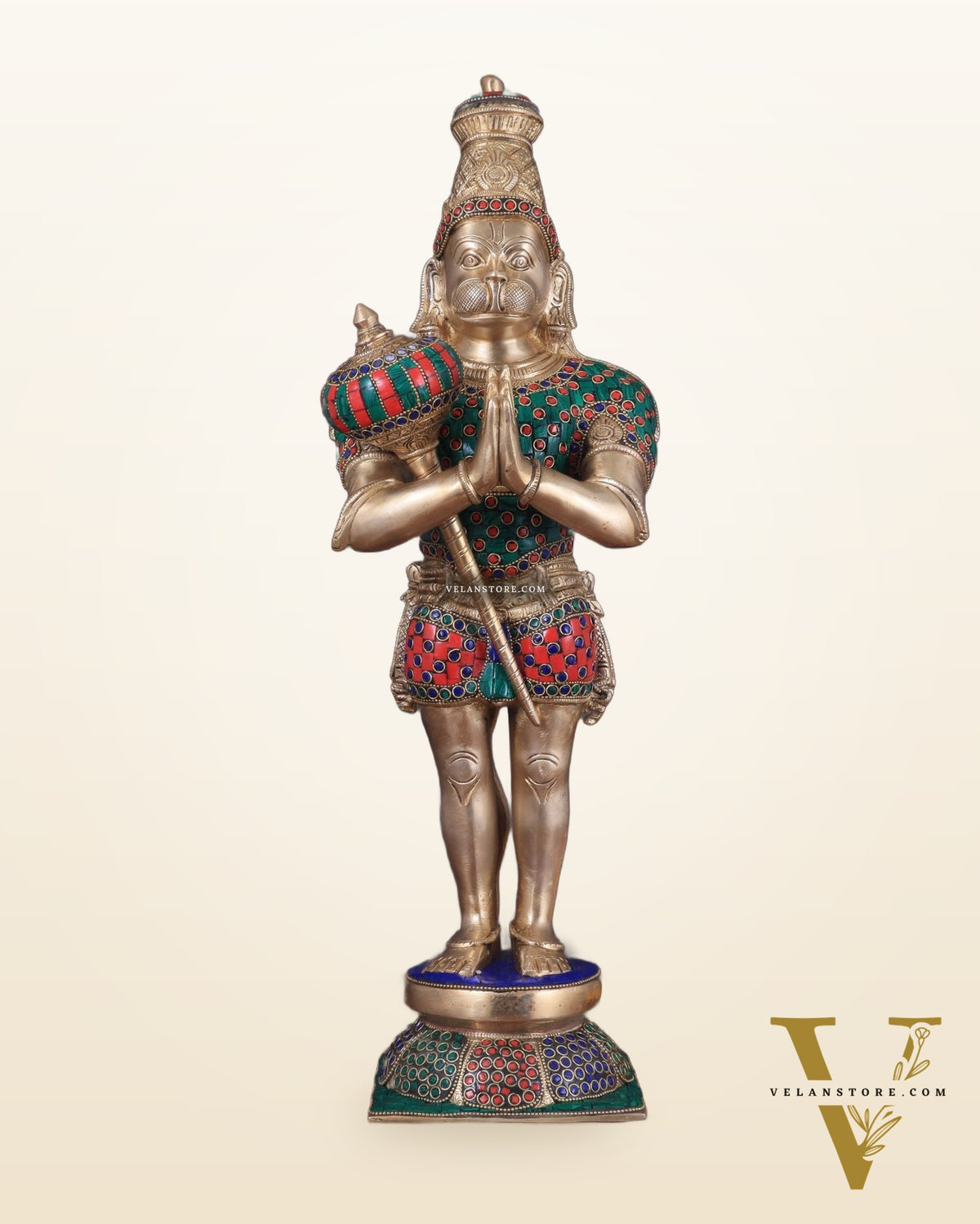 Brass Hanuman Statue in anjali Mudra - 21.5" Height