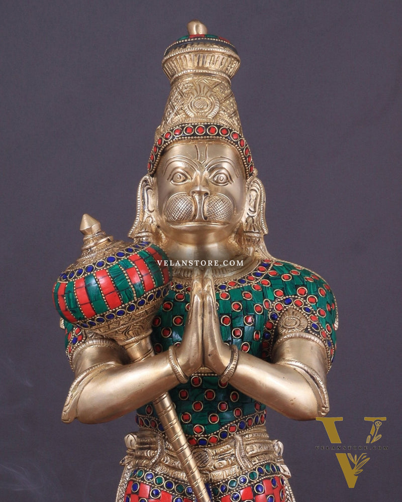 Brass Hanuman Statue in anjali Mudra - 21.5" Height
