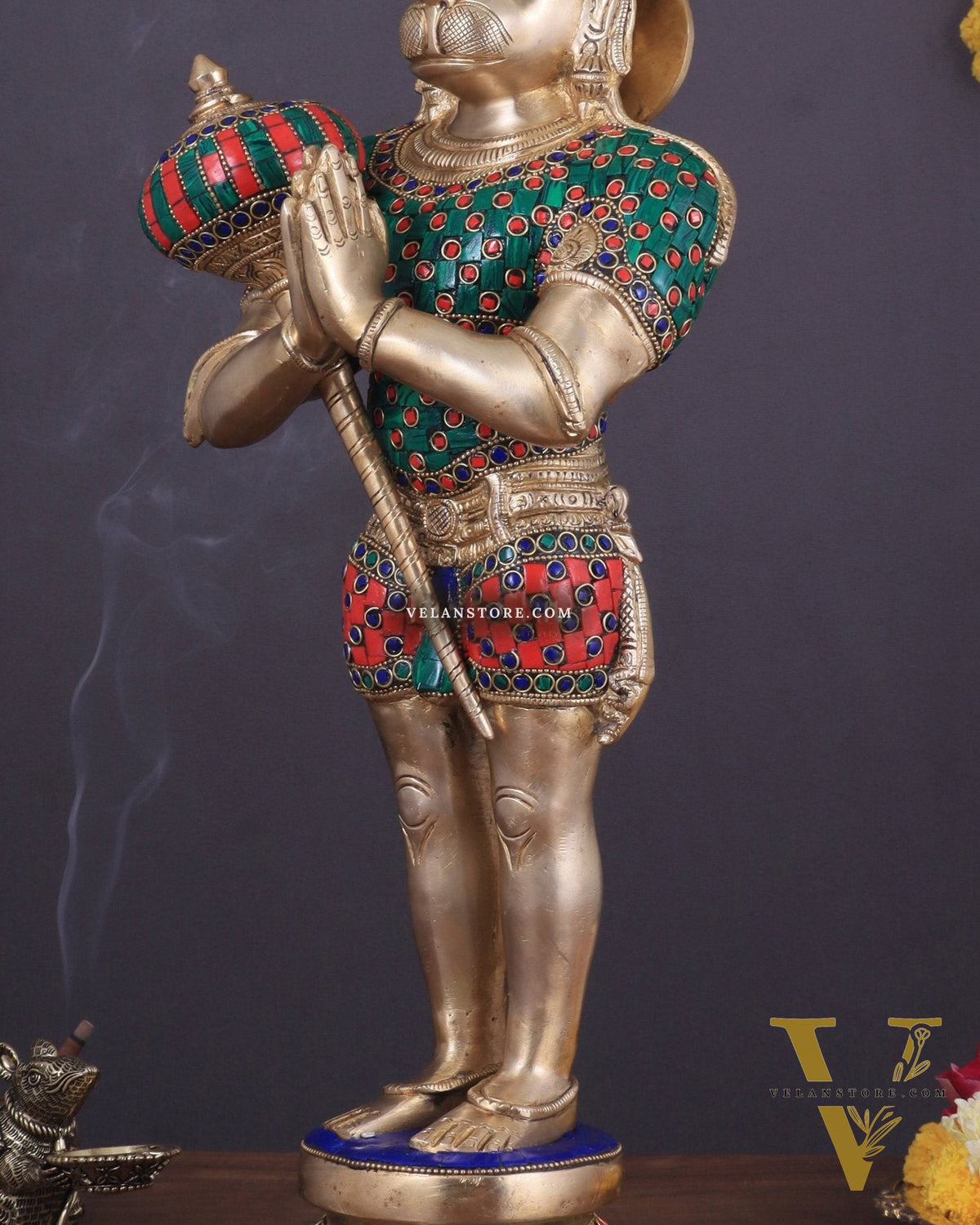 Brass Hanuman Statue in anjali Mudra - 21.5" Height