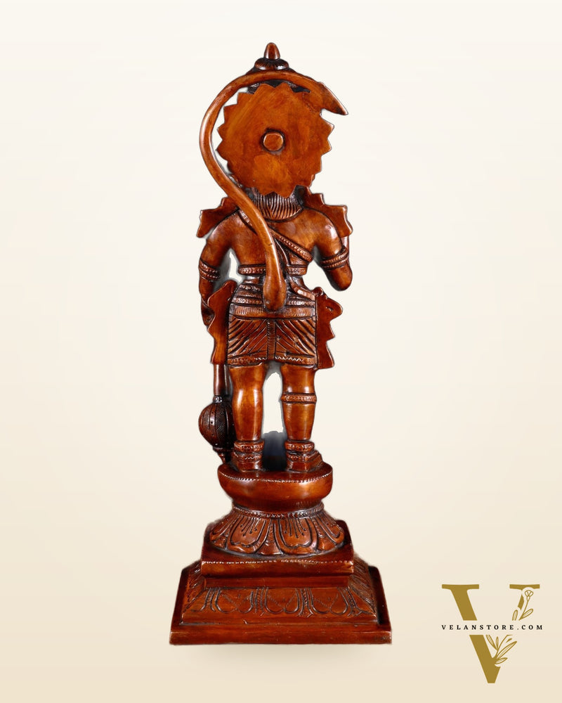Brass Hanuman statue in Blessing Mudra 12" Vintage dark red tone