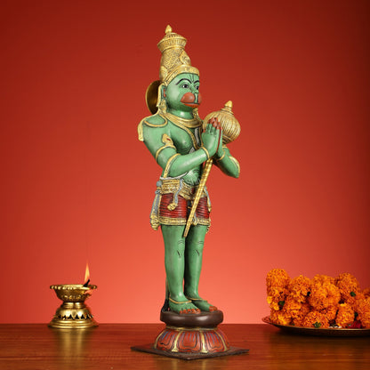 Brass Hanuman Statue in Namashkar Mudra | 21.5" Height |
