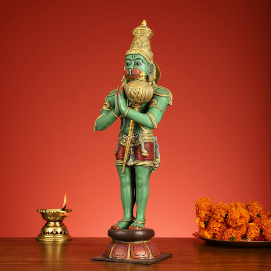 Brass Hanuman Statue in Namashkar Mudra | 21.5" Height |