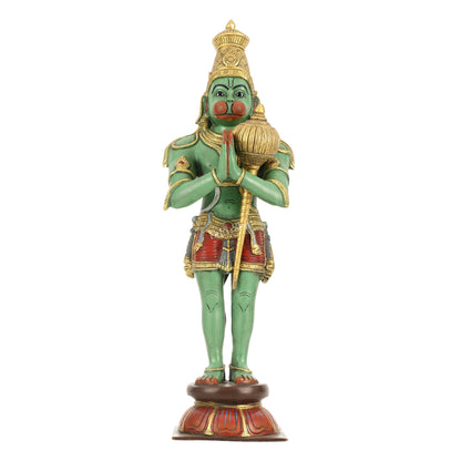 Brass Hanuman Statue in Namashkar Mudra | 21.5" Height |