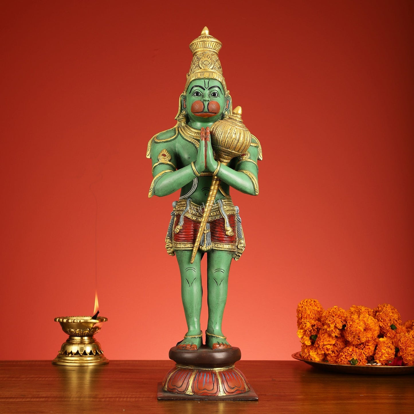 Brass Hanuman Statue in Namashkar Mudra | 21.5" Height |