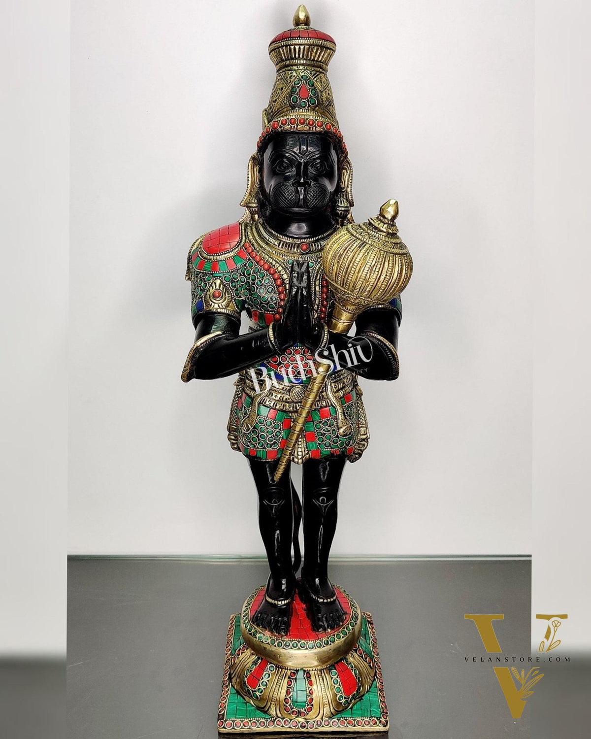 Brass Hanuman Statue in Namashkar Mudra - 21.5" Height