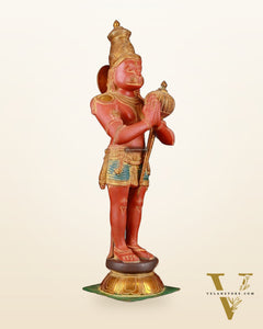 Brass Hanuman Statue in Namashkar Mudra | 21.5" Height | Red sand finish