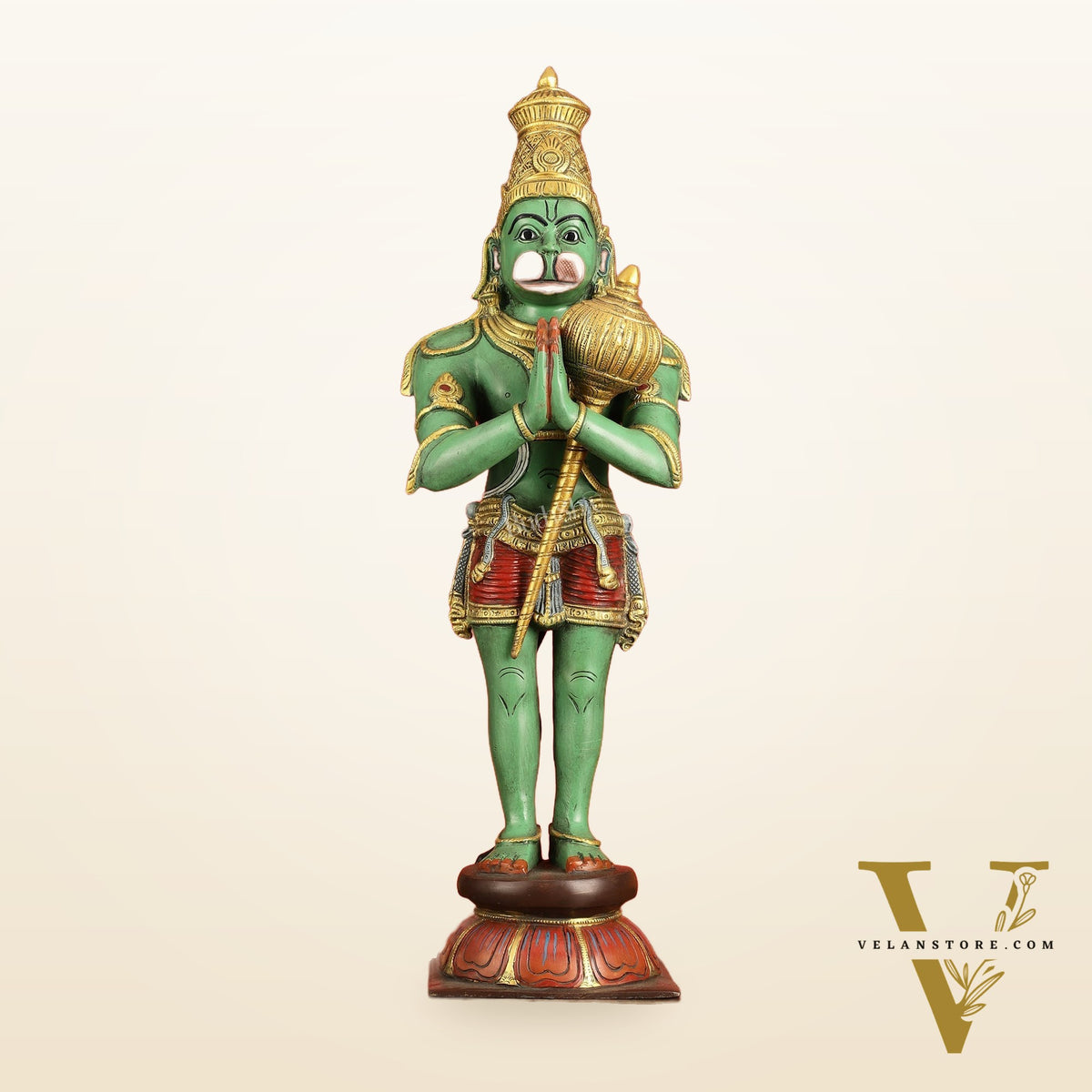 Brass Hanuman Statue in Namashkar Mudra | 21.5" Height |