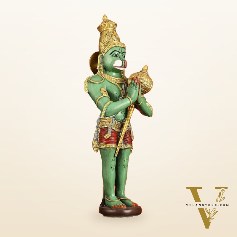 Brass Hanuman Statue in Namashkar Mudra | 21.5" Height |