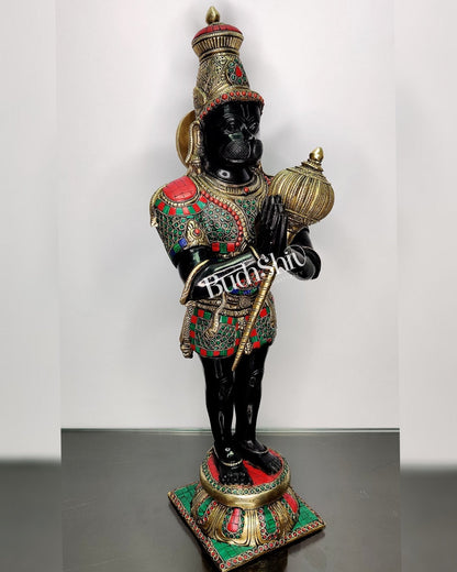 Brass Hanuman Statue in Namashkar Mudra - 21.5" Height