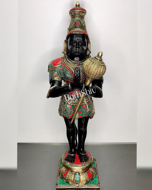 Brass Hanuman Statue in Namashkar Mudra - 21.5" Height