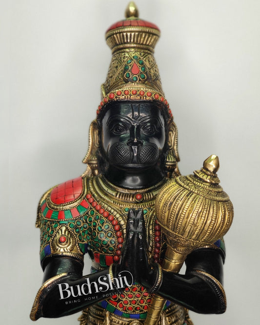 Brass Hanuman Statue in Namashkar Mudra - 21.5" Height