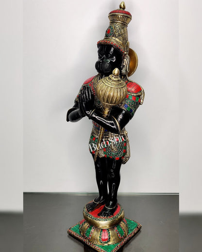 Brass Hanuman Statue in Namashkar Mudra - 21.5" Height