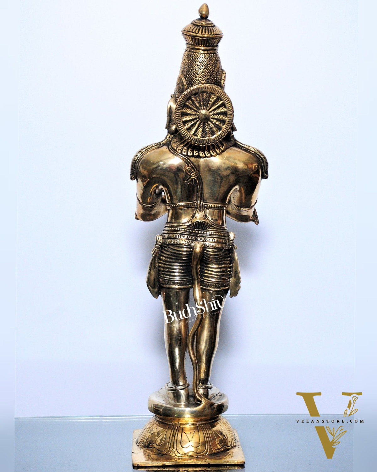 Brass Hanuman Statue in Namashkar Mudra | Finely Carved | 21.5" Tall