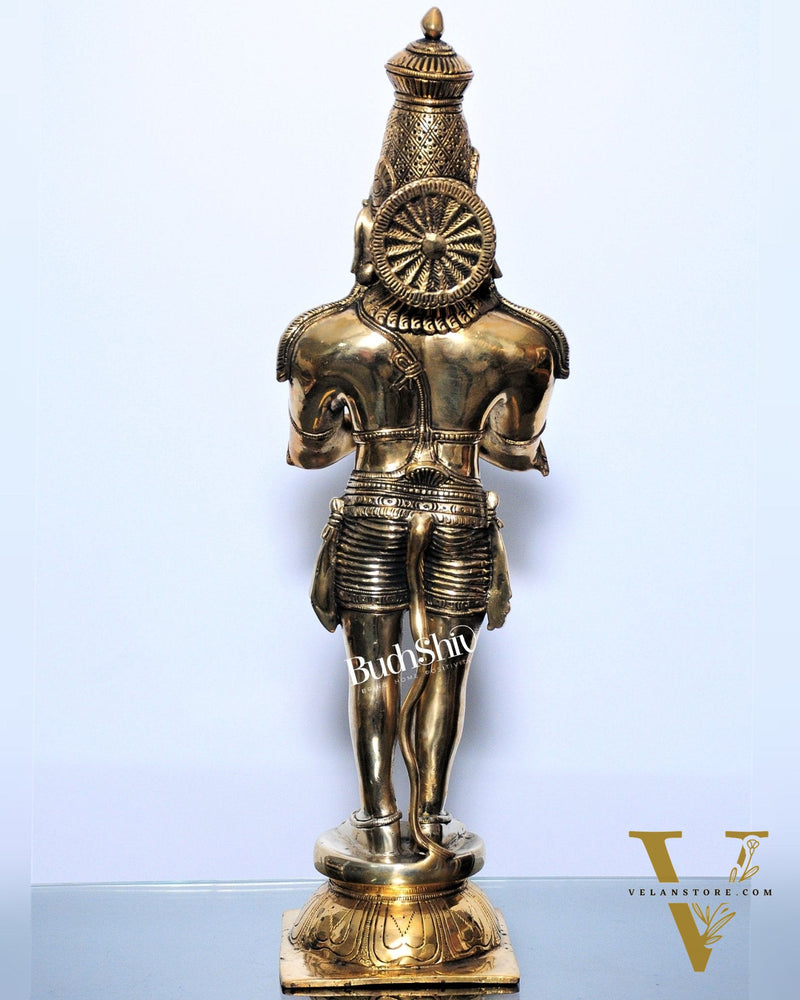 Brass Hanuman Statue in Namashkar Mudra | Finely Carved | 21.5" Tall