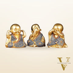 Brass Happy Baby monks set of 3 showpiece