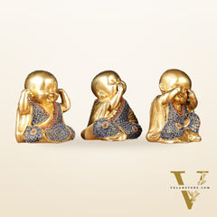 Brass Happy Baby monks set of 3 showpiece