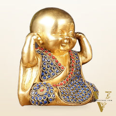 Brass Happy Baby monks set of 3 showpiece