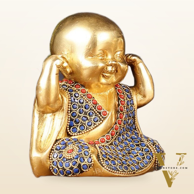 Brass Happy Baby monks set of 3 showpiece