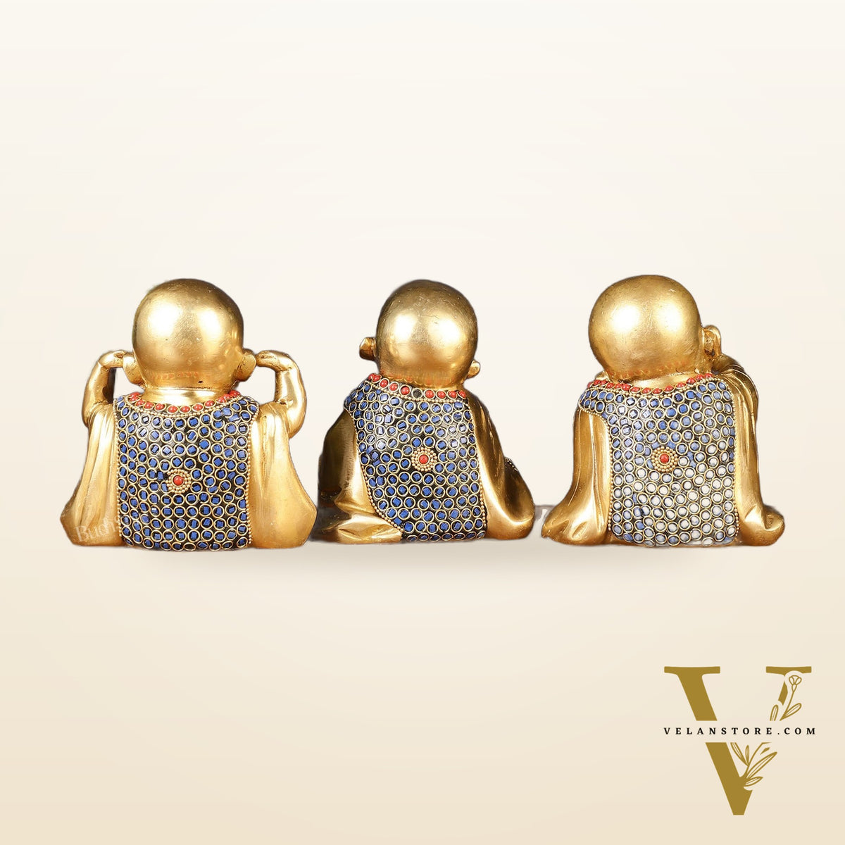 Brass Happy Baby monks set of 3 showpiece