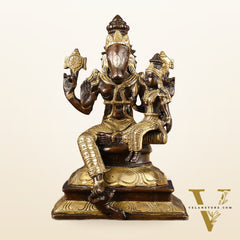 Brass Hayagriva Lakshmi idol 9" Antique duel tone