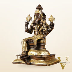 Brass Hayagriva Lakshmi idol 9" Antique duel tone