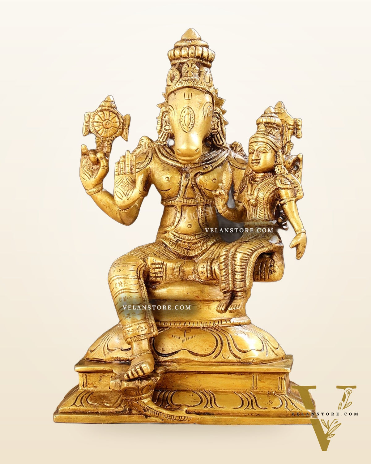Brass Hayagriva Lakshmi idol 9"
