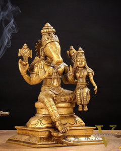 Brass Hayagriva Lakshmi idol 9"