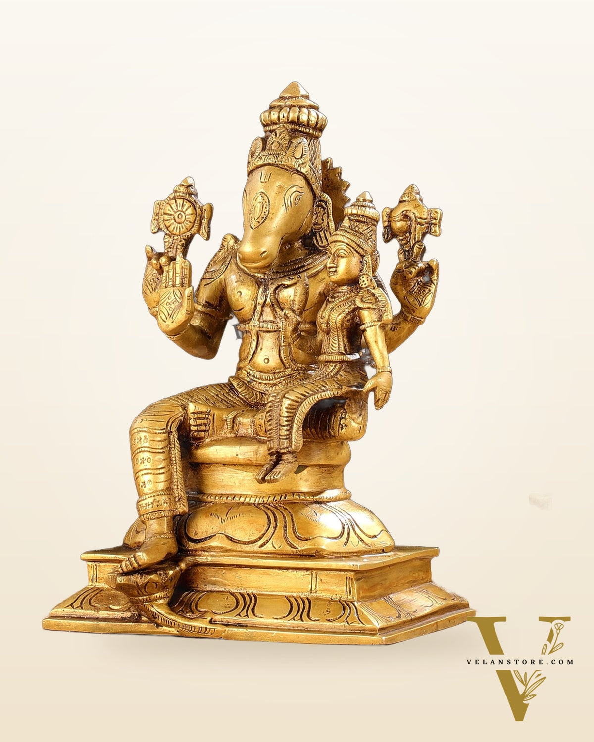 Brass Hayagriva Lakshmi idol 9"