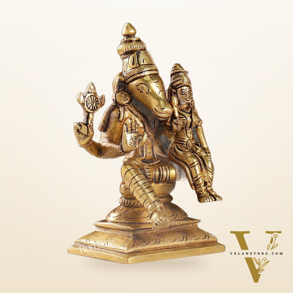 Brass Hayagriva Lakshmi Statue | 6 inch Height