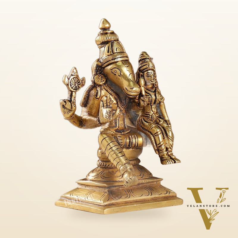 Brass Hayagriva Lakshmi Statue | 6 inch Height
