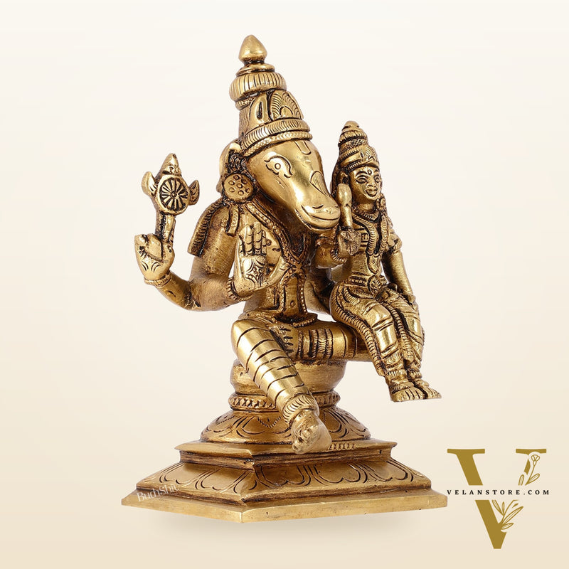Brass Hayagriva Lakshmi Statue | 6 inch Height