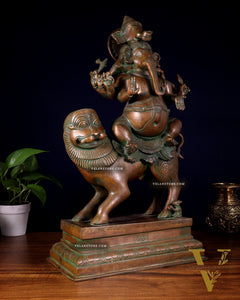 Brass Heramba Ganesha with five heads Statue - 22.5" Bronze Patina
